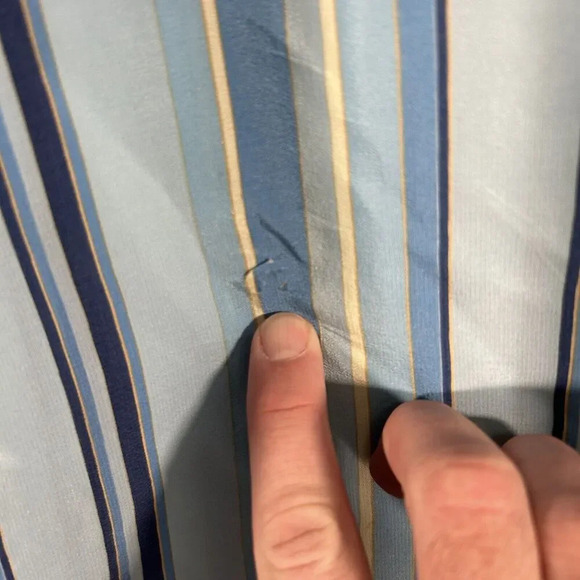 Evan Picone Silk Shirt Women's 10 Blue Striped Button Up Long Sleeve Pocket - Picture 11 of 11